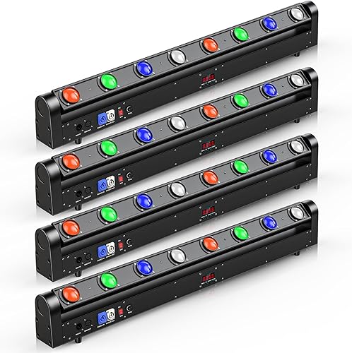 Barra de luz para DJ de cabeza móvil, 120 W, 8 haces LED RGBW, luz de cabeza móvil, haz estroboscópico lavado 3 en 1, barra de luz de escenario