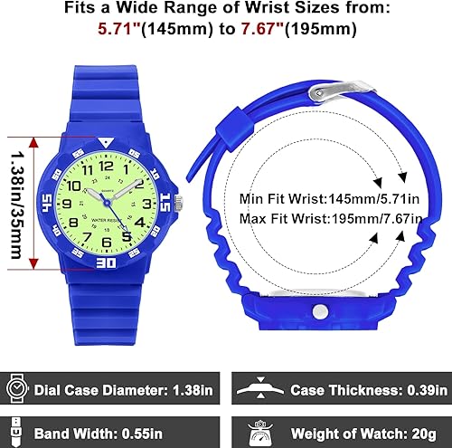 Miniatura 4 de Reloj analógico para niños, resistente al agua, para enseñar el tiempo, para niños y niñas, correa suave para aprender