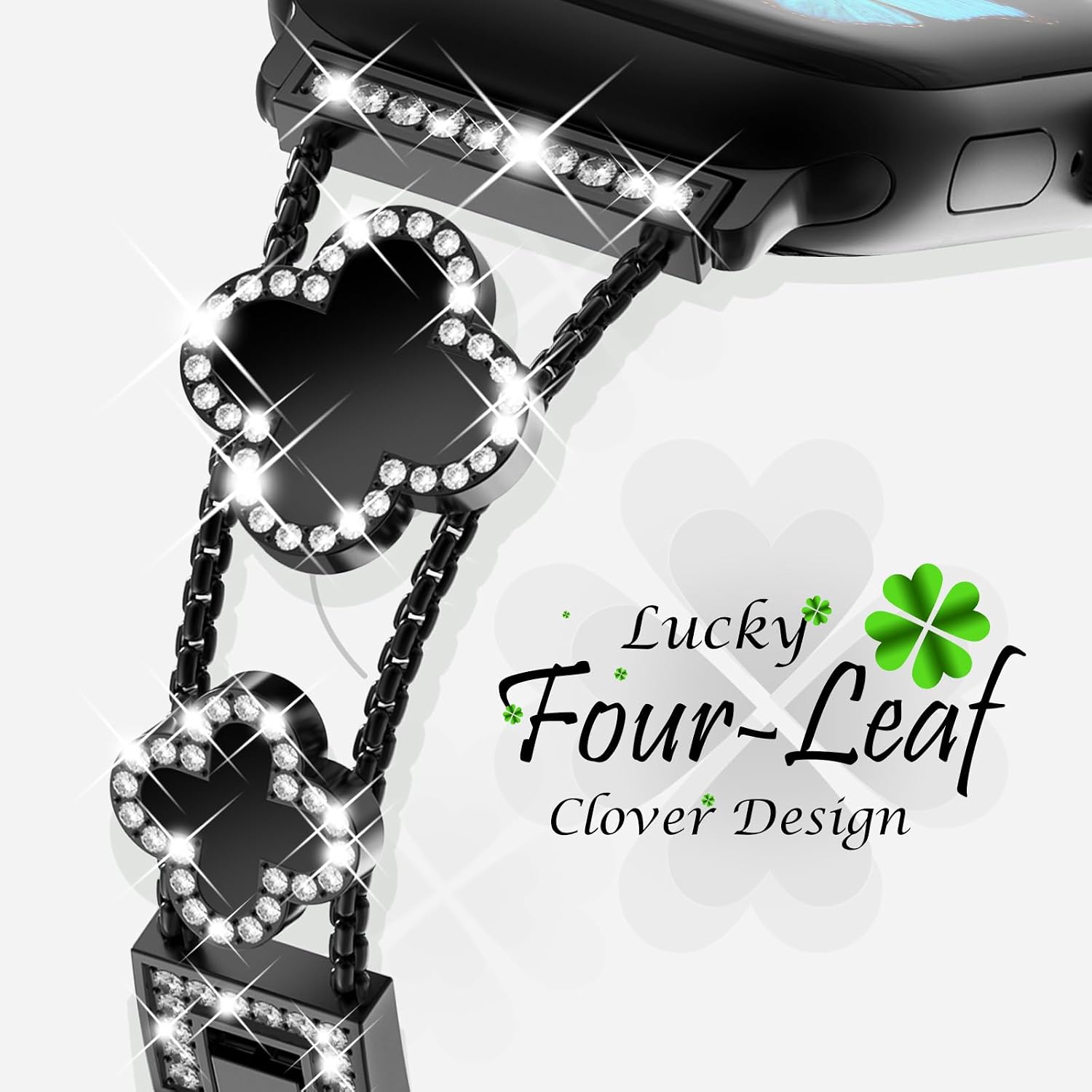 KADES Compatible for Apple Watch Series 10 46mm/42mm Series 9 8 7 45mm/41mm Series 6 5 4 SE 44mm/40mm Series 3 2 1 42mm/38mm, Sparkling Bling Diamond Band with Full Diamonds Case