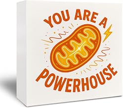 Biology Science Wooden Sign - Motivational Science Classroom Decor, Science Teacher Gifts, You Are a Powerhouse Wooden Box Sign for Office School Desk Table Shelf Decoration, 5x5 Inch