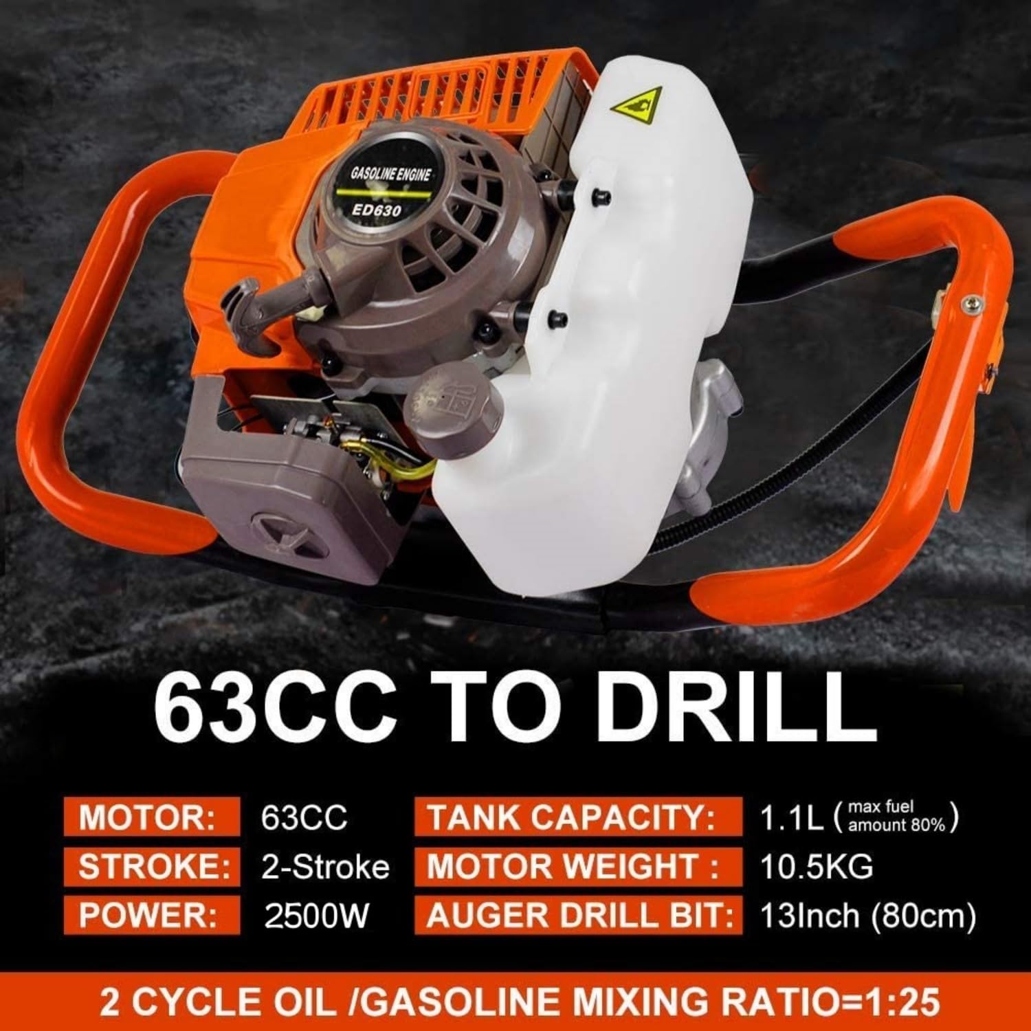 63cc 3hp Gas Powered Post Hole Digger Hand Push | India