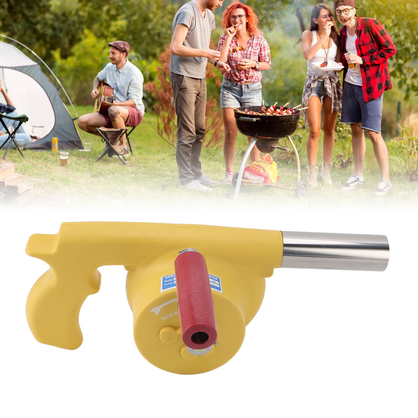 Jeanoko 1PCS Ręcznie Korby BBQ, szybkość Kontroli, Przenośna Dmuchawa Powietrza z Grilla, Zwiększenie Siły Ognia do Grillowania na świeżym Powietrzu, Narzędzie do Gotowania na