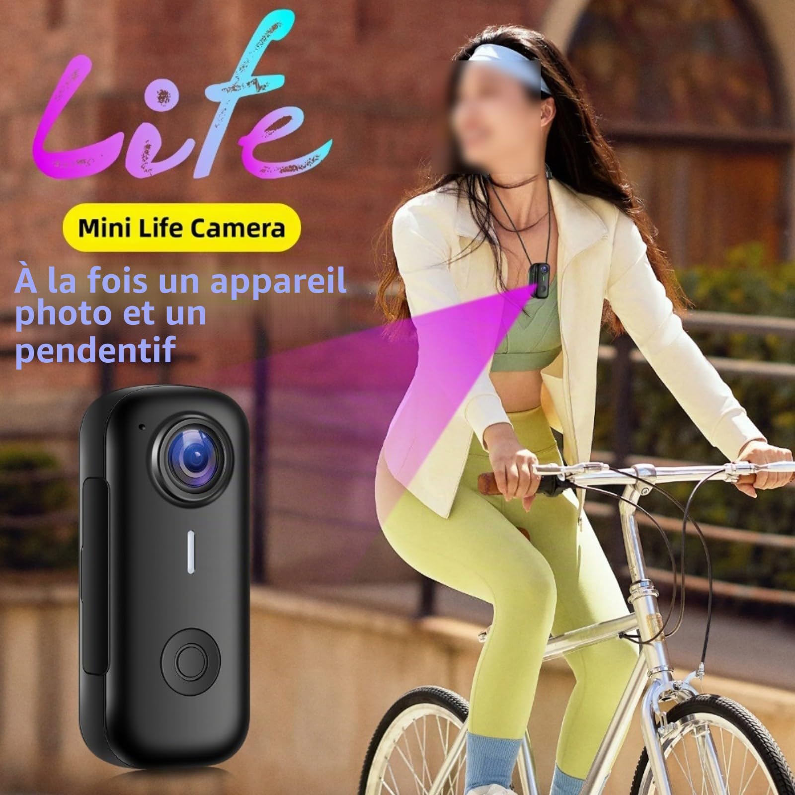 Caméra d'action magnétique compacte 2K WiFi avec objectif grand angle de 120°, boîtier pour le cyclisme, les sports d'aventure et l'enregistrement quotidien, taille portable 12 x 10 x 5 cm (noir