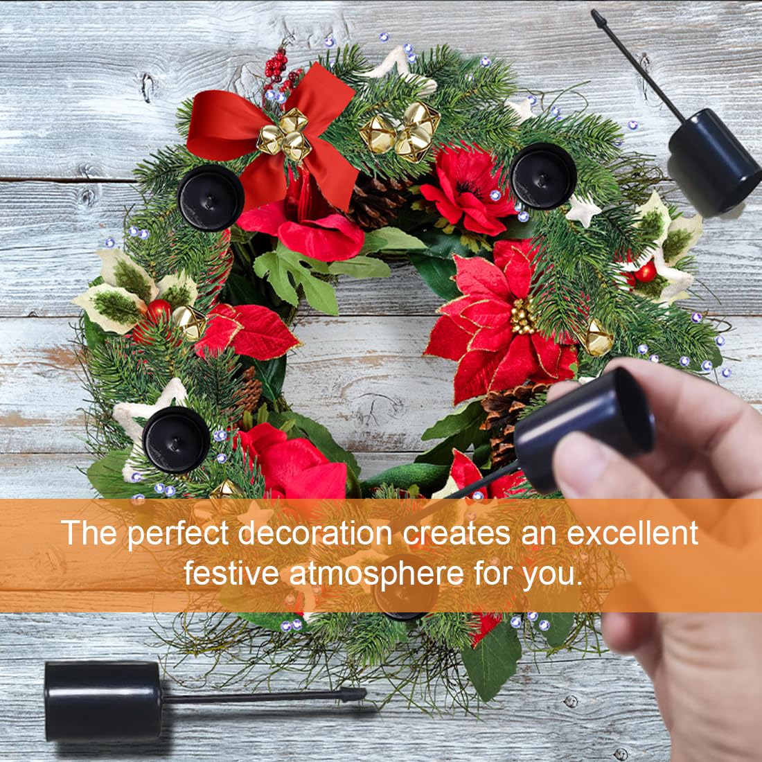 Décorations De Noël Pour La Maison Chandelier De Noël Simulation Couronne De Fleurs Support De Lampe Décoration Rétro En Bois Chandelier En Verre Fleur Sèche Bougeoir D'Aromathérapie