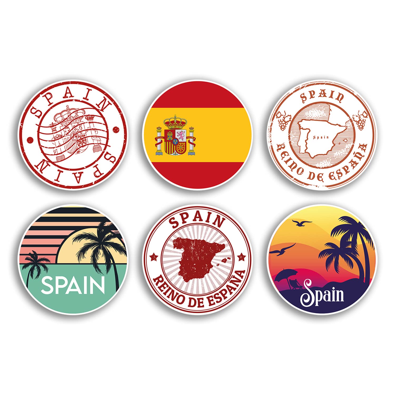 Dv Design Multi 6 X 10Cm Spain Vinyl Stickers - Spanish Country City Travel Map Flag Holiday Luggage Design Gift #78851