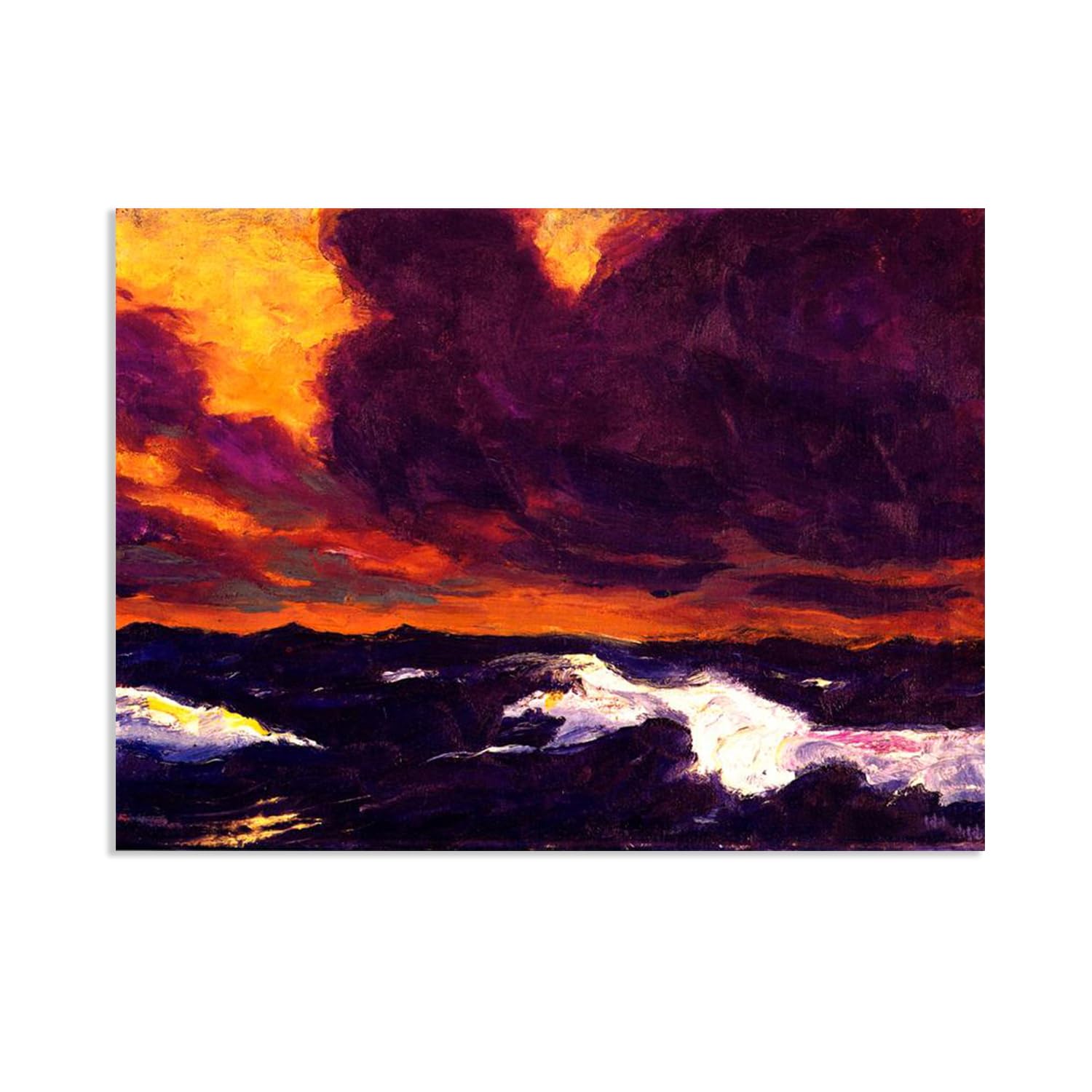 RXNHGJDS Emil Nolde Seascape Canvas Wall Art The Sea B Abstract Reproductions Coastal Expressionism Artwork Wall Decor for Living Room Bedroom Office Home Decor100x70cm(33x28in) Frameless