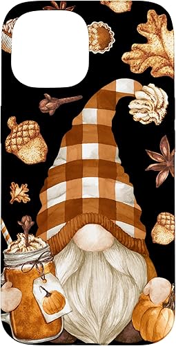 Miniatura 10 de iPhone 14 Plus lindo patrón de Acción de Gracias para el caso de especias de calabaza y gnomo de otoño