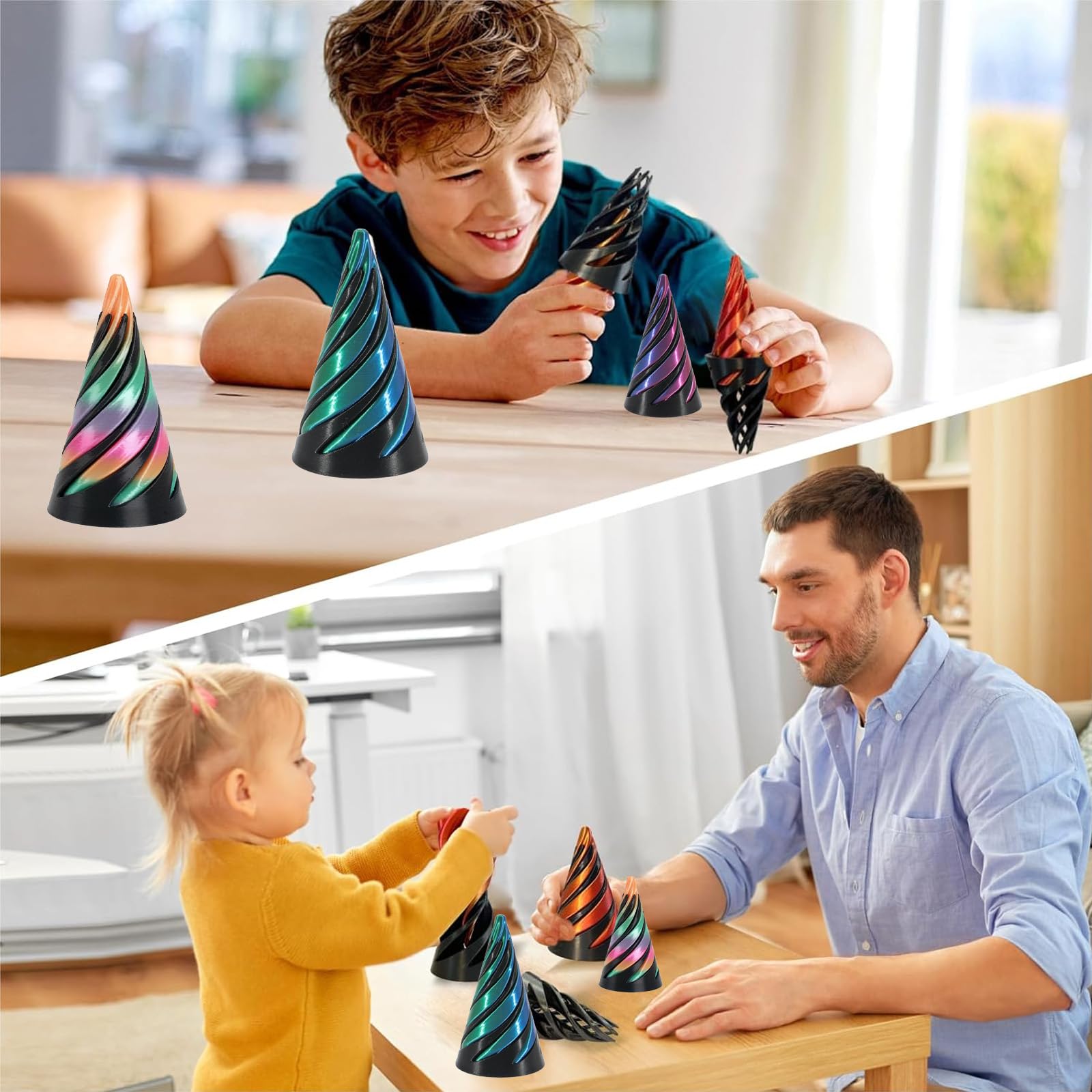4 Pack Spiral Cone Fidget Toy Set, Fidget Cone - Image 4