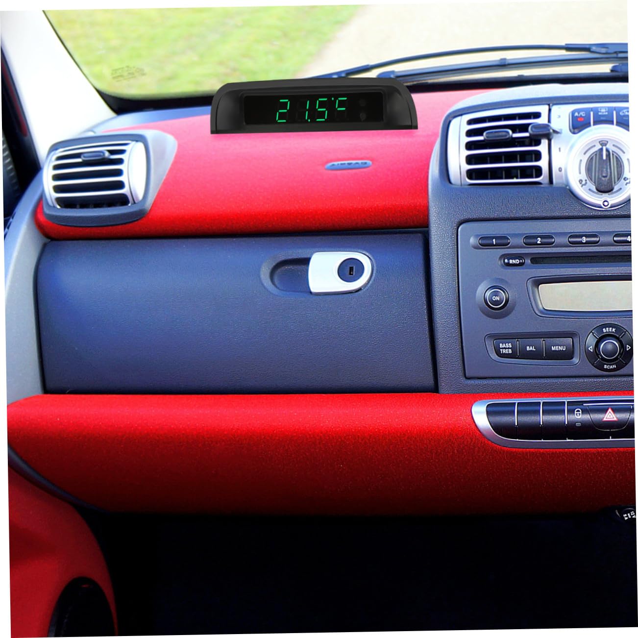 Solar Powered Car Clock Thermometer Electronic Dashboard Clock with Night Light High Precision for Auto Interior Use