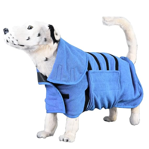 Dog Towel Robe, Super Absorbent Microfibre Bathrobe, Dog Drying Robes for Medium Small Pet, Puppy Dogrobes After Bath Swim