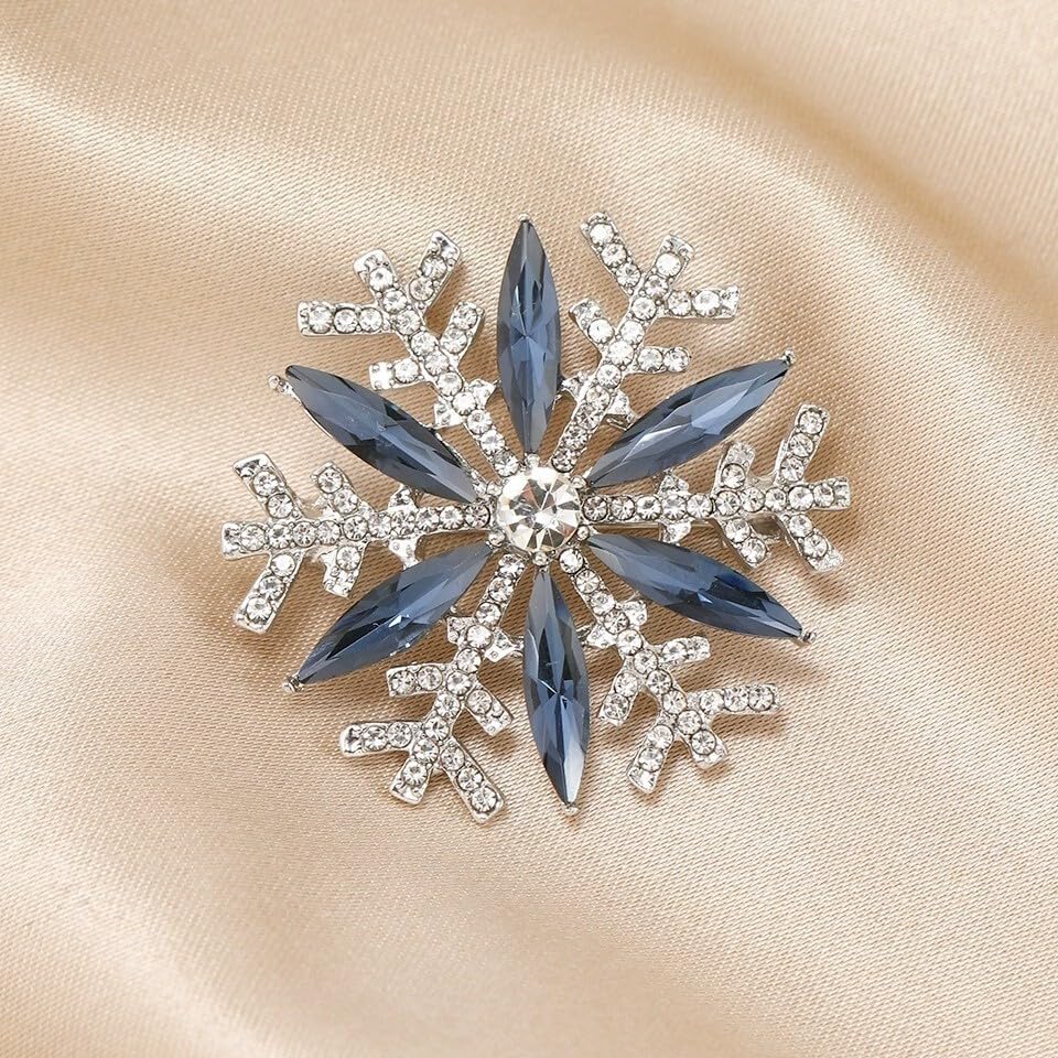 Image of Christmas Brooch Pins Crystal Christmas Tree Snowflake Jingle Bell Reindeer Enamel Brooches Holiday Party Gift for Women