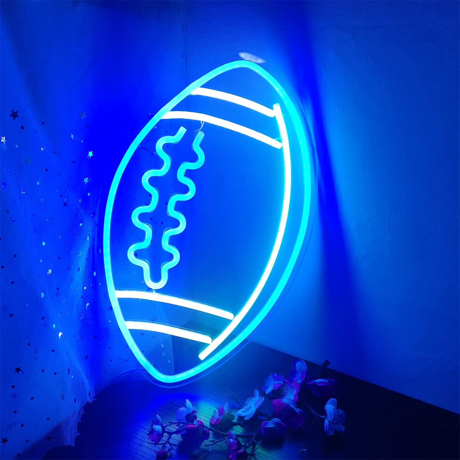 Amazon.com: MAXSMLZT Neon Night Light Blue Football Shape Neon Signs Wall  Decor Led for Bedroom Kids Rugby Game Room College Party : Tools & Home  Improvement