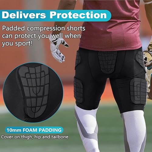 Miniatura 6 de TUOY Padded Compression Shorts Padded Football Girdle Hip and Thigh Protector