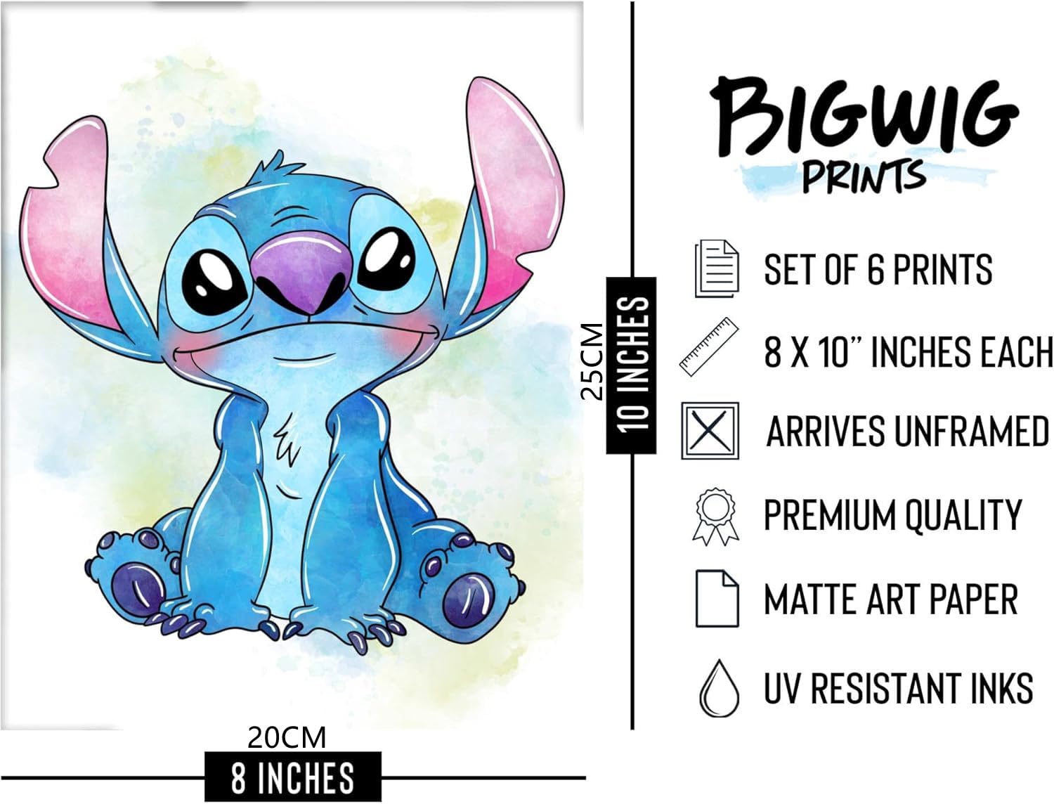 Set Di 6 Poster A Cartone Animato Per Cameretta – Formato 20x25 Cm, Senza Cornice, Effetto Acquerello, Decorazione Colorata Per Bambini E Adulti