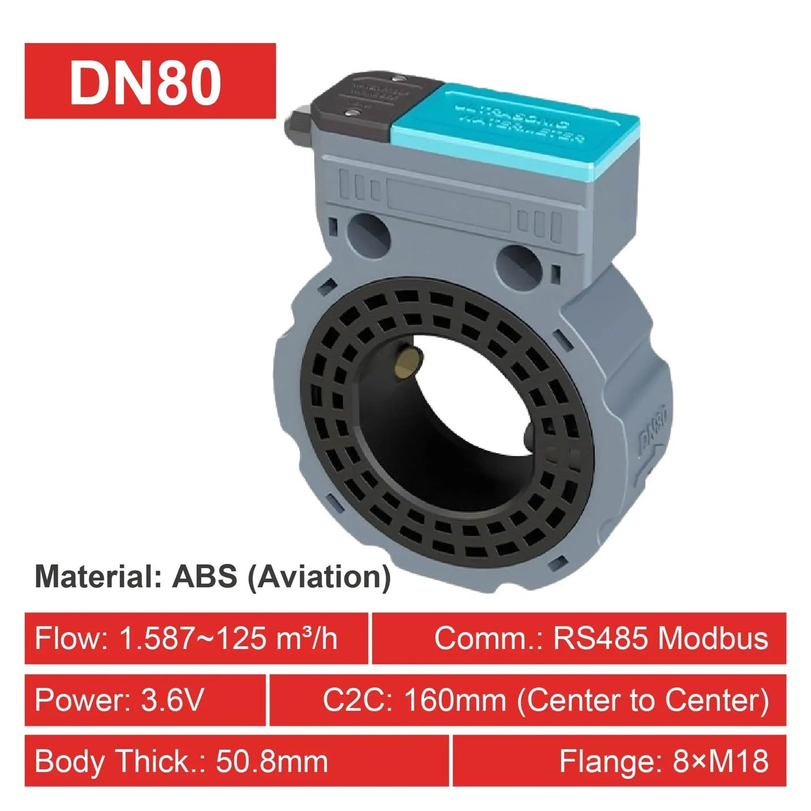 ASW-1-K Ultraschall-Wasserzähler DN50 DN65 DN80 DN100 Intelligenter digitaler Durchflussmesser Batteriebetrieben IP68 Wasserdicht Fernüberwachung(DN80)