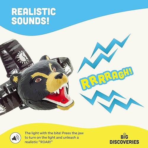 Miniatura 7 de Big Discoveries Bear - Linterna frontal LED para niños, varios estilos disponibles, linterna de cabeza de juguete de animales para niños, niñas o