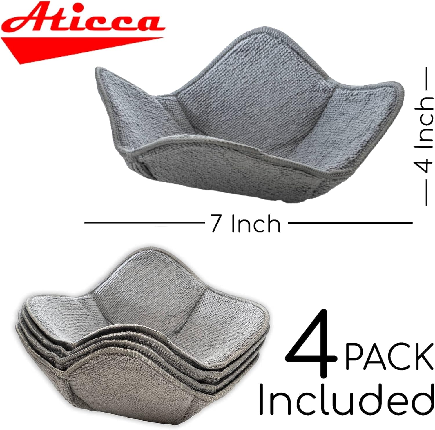 Aticca Red + Grey Microwave Bowl Holders, Polyester, Polyamide, 7" x 4", Heat-Resistant Design, 2 Pack