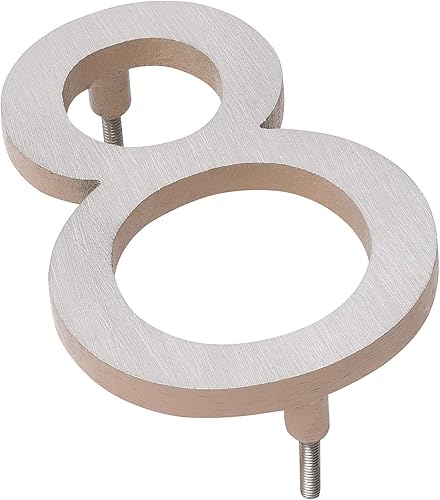Montague Metal Products MHN-08-F-TE2-8 Números de casa de dirección flotantes modernos de aluminio cepillado macizo, 8 pulgadas, níquel satinado con
