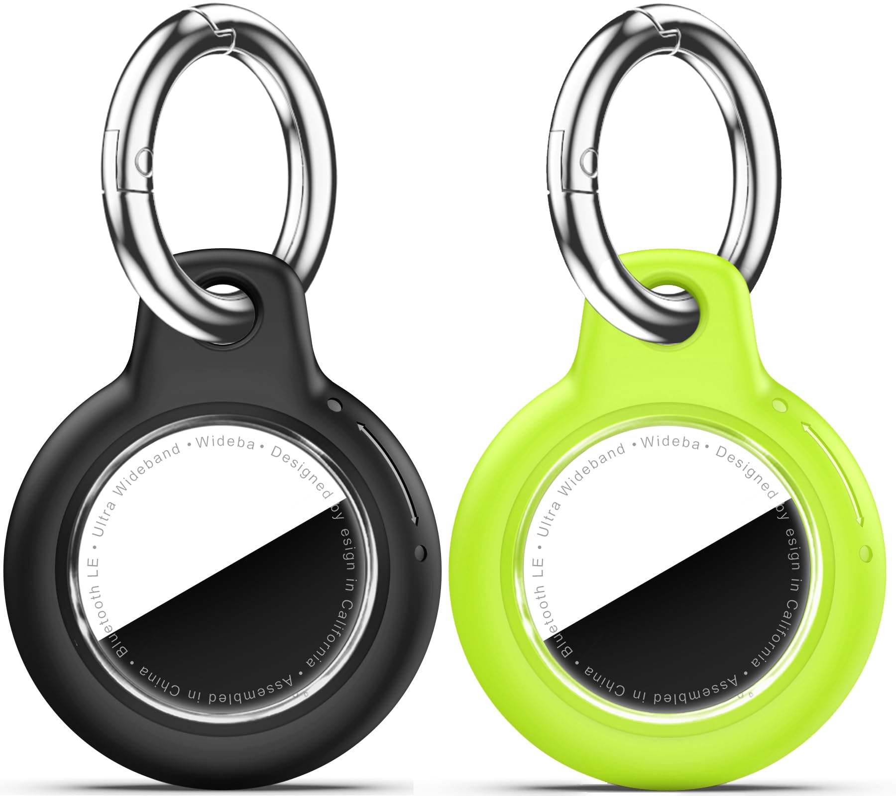 Upgrade Waterproof 2 Pack Airtags Holder with Apple Airtags Keychain, Hard PC Air Tag Case, Anti-Scratch &amp; Shock Air tag Holder, Men's Women's Keyrings &amp; Keychains-Black+Fluorescent Green
