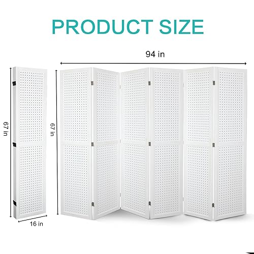 Vista 64 de Babion Pantalla de tablero de clavijas de 4 paneles, divisor de habitación, pantallas de privacidad plegables independientes, soporte de exhibición