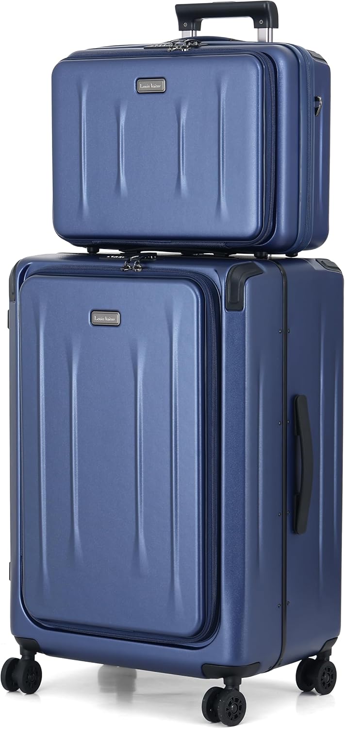 Top Opening Luggage, 16Inch & 25 Inch Airline Approved ABS+PC Hard Shell Suitcases with Silent Wheels, TSA Lock,Front Pocket and Wet-dry Separated Six-piece Set(Dark Blue)