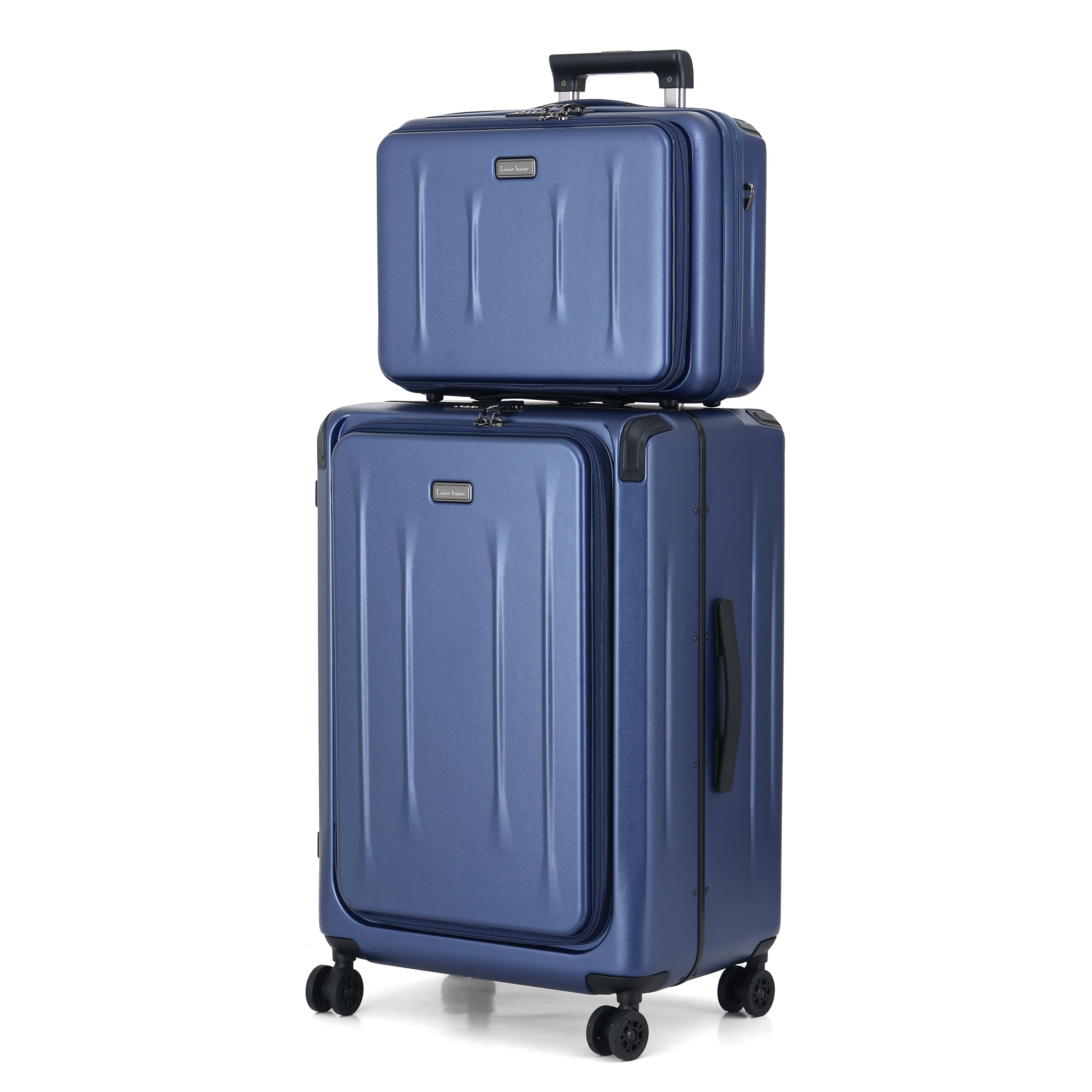 Top Opening Luggage, 16Inch &amp; 25 Inch Airline Approved ABS+PC Hard Shell Suitcases with Silent Wheels, TSA Lock,Front Pocket and Wet-dry Separated Six-piece Set(Dark Blue)