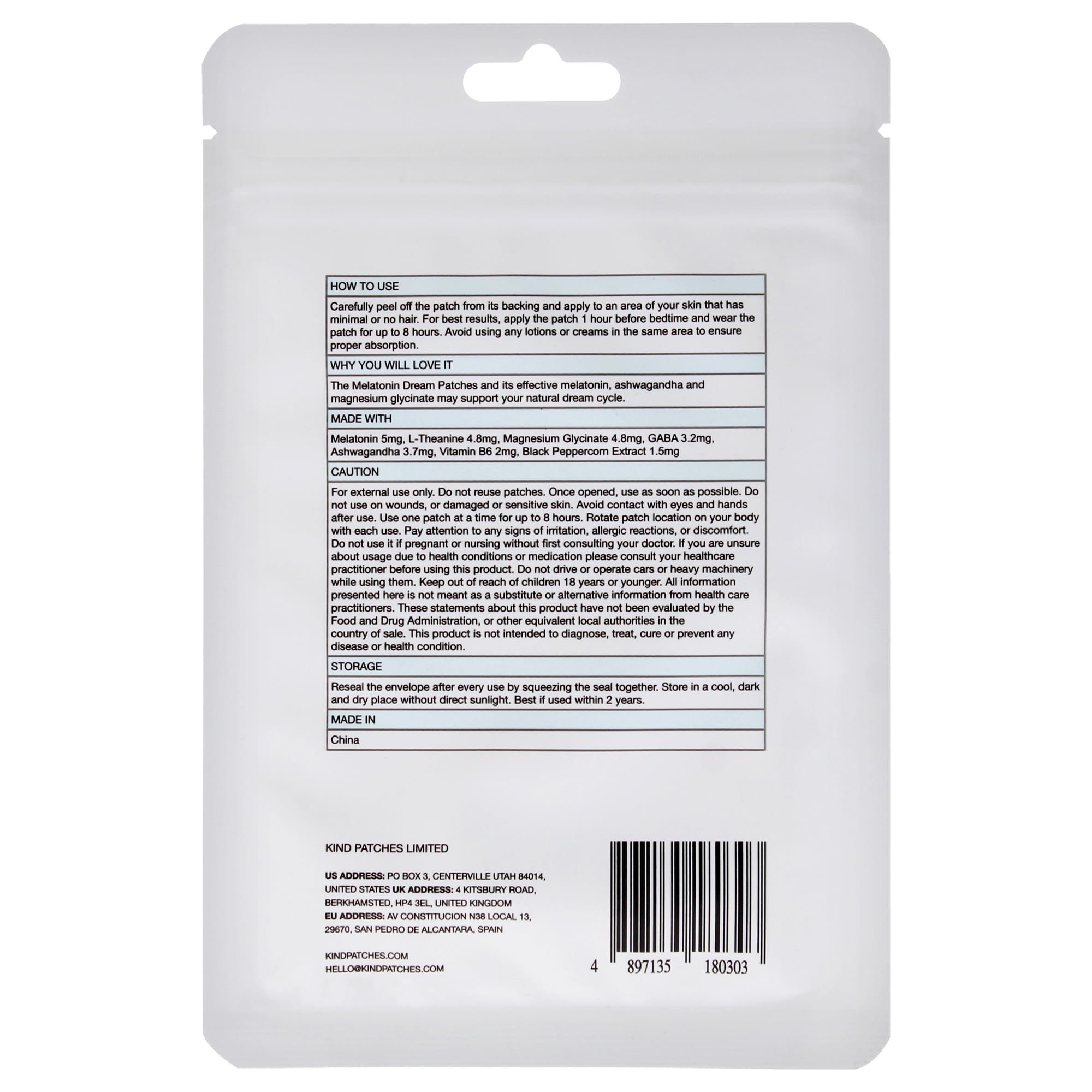 Kind Patches Melatonin Dream Patches - Sleep Patches - Sleep Aid with Ashwagandha to Improve Rest - Overnight Use - 30 Count — Amazon image 2