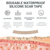 Vista 3 de Hojas de silicona para cicatrices para eliminación de cicatrices, cinta reutilizable para cicatrices quirúrgicas, cesáreas, queloides y quemaduras