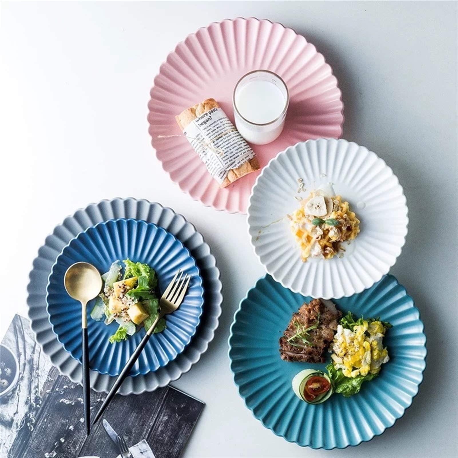 QINGGANGLING999 Vajilla Completa Nordic Creative Cerámica Cena Reducida Cena Placa Fruta Ensalada Placa Placa Steete Western Cocina Vajilla 8 Pulgadas 10 Pulgadas Vajilla (Color : Black 10 Inches)