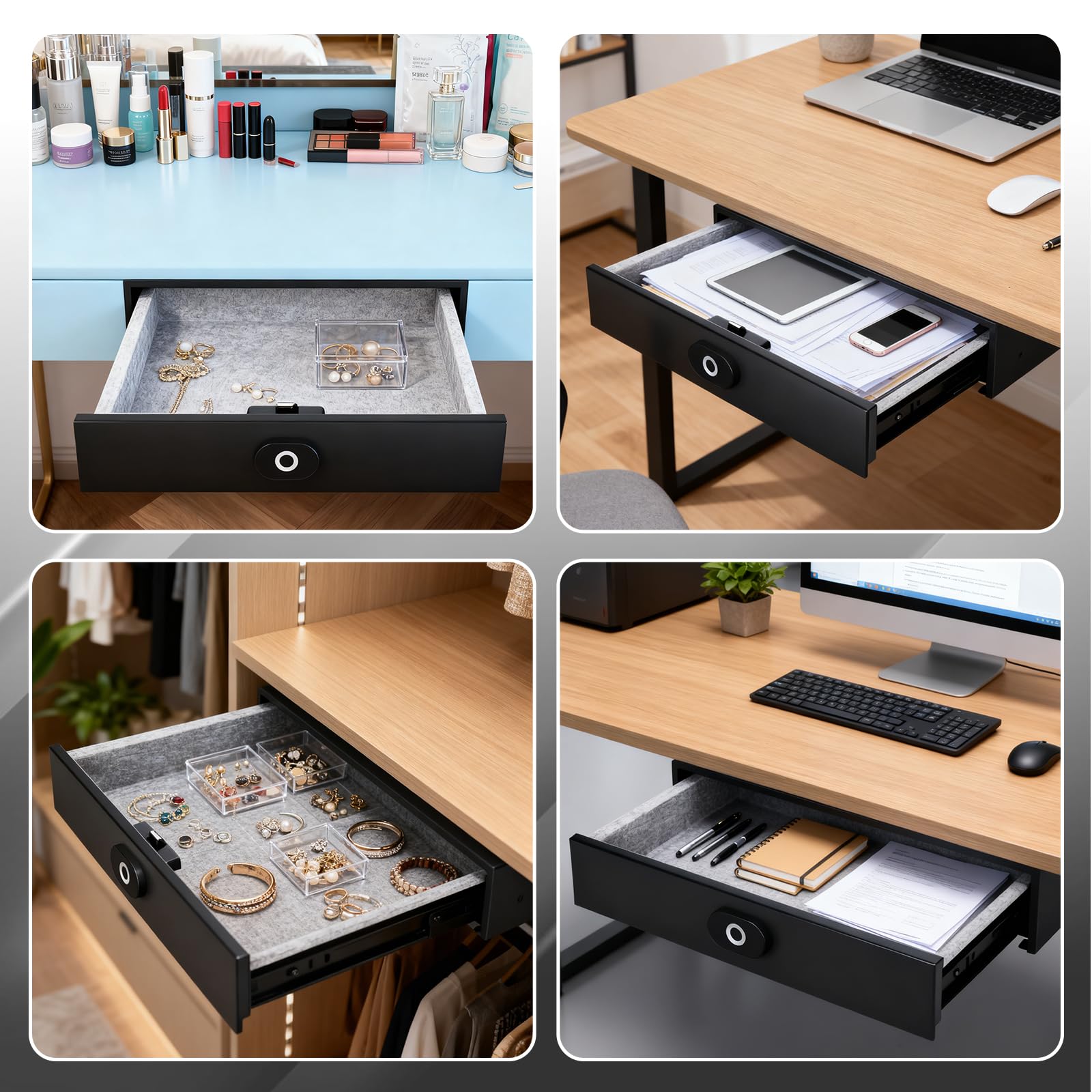 Caja Fuerte Inteligente Con Huella Dactilar, Recargable, Compatible Con Desbloqueo por Huella Dactilar y Aplicación, Ideal para Cajones de Casa, Oficina y Hotel