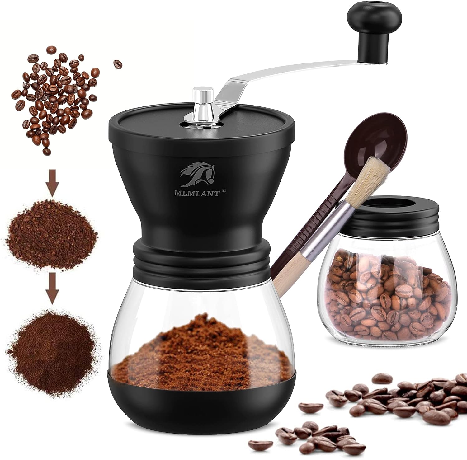 MLMLANT Manual Coffee Bean Grinder Adjustable Coarseness Ceramic Mill
