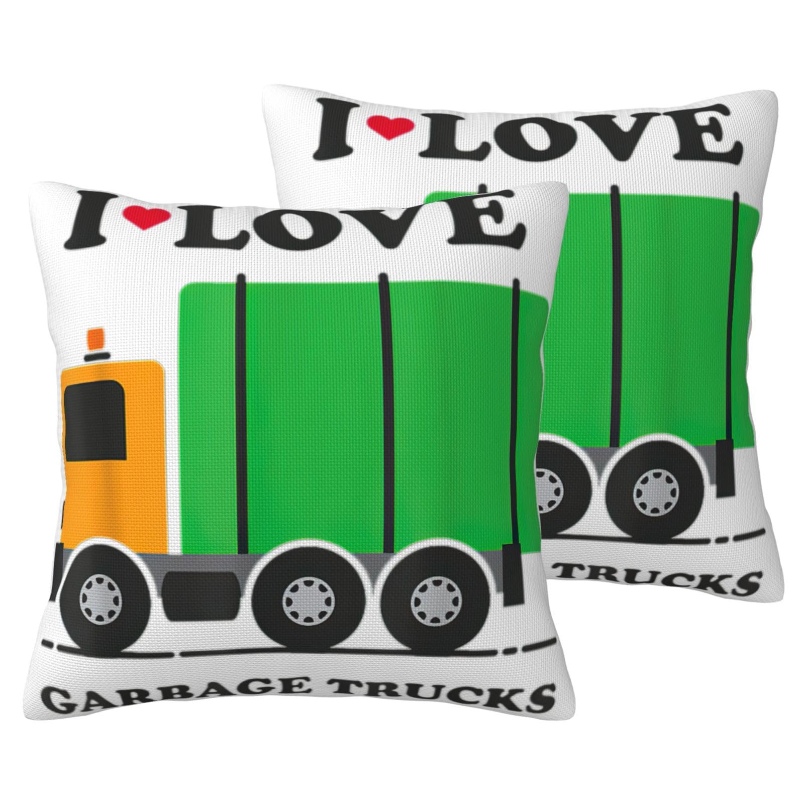 Housse d'oreiller I Love Garbage Trucks en lin pour protéger et embellir vos coussins
