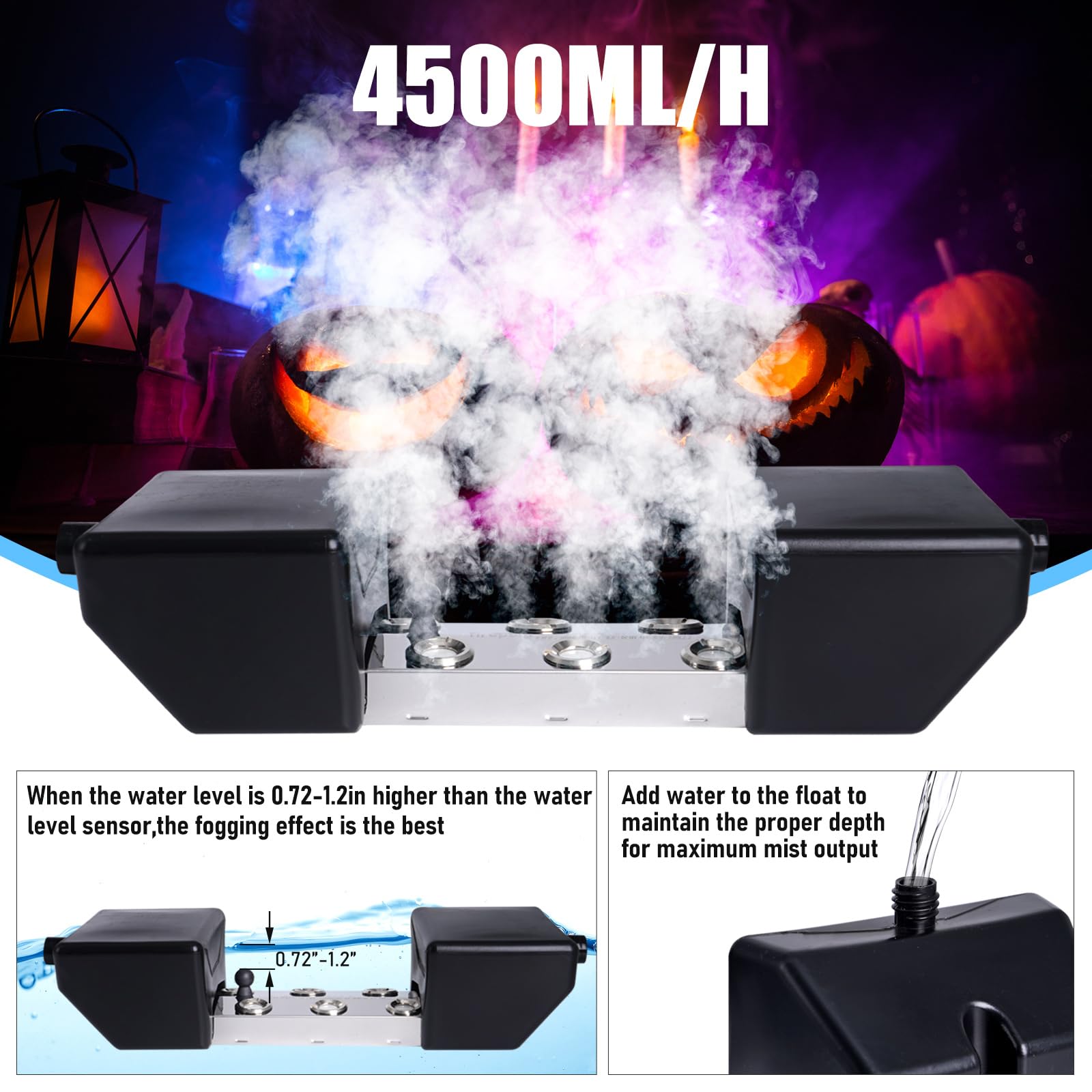 6 Cabezal Nebulizador Ultrasónico Hacedor de Niebla con Flotador Rociador de Estanque 5.5L/H Halloween Mister Fogger 250W Humidificador de Niebla a Prueba de Agua Invernadero de Conservación
