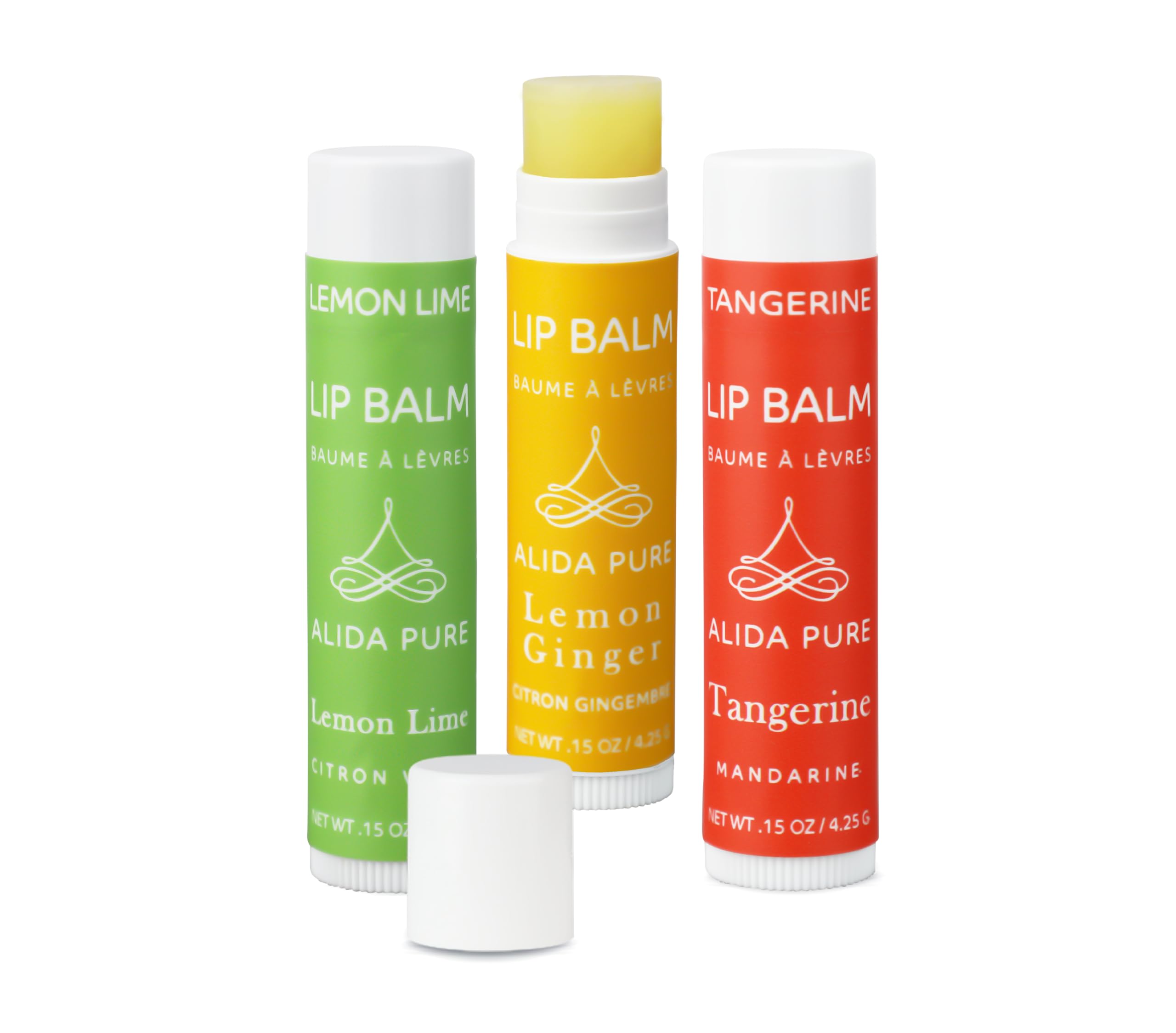 ALIDA PURE Citrus Lip Balm Collection, Vegan Set, Bees Wax Free, Coconut Oil Free, with Organic Jojoba and Avocado Oil, Vitamin E, Natural Moisturizer
