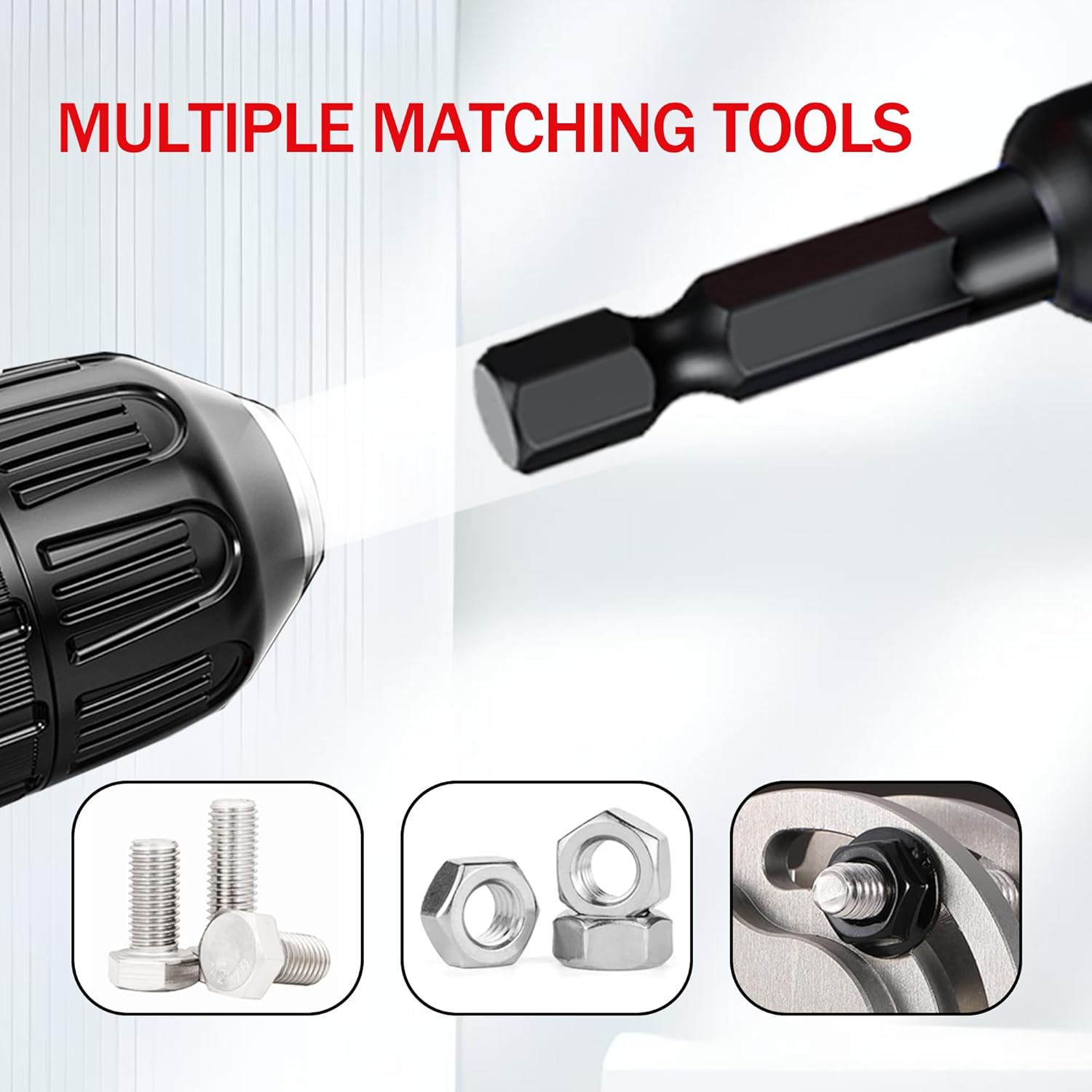 15PCS Magnetic Nut Driver Set,Impact Power Hex Nut Driver Drill Bit Master Kit, SAE & Metric, 1/4-Inch Quick-Change|Cr-V Steel