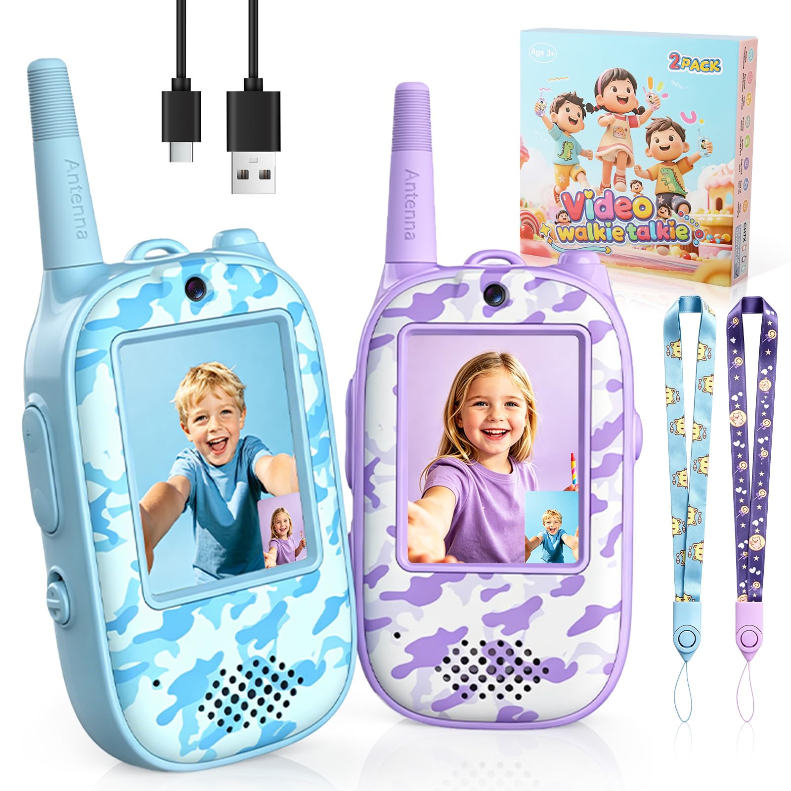 JUAUO Video Walkie Talkies for Kids 5 6 7 8 Year Old Boys Girls Gifts 2PCS