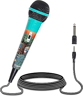 ELIRIRA Unidirectional Handheld Wired Karaoke Microphone,Blue-Green Mixed Colors Cardioid Dynamic Vocal Mic with 10ft Cable and ON/Off Switch, Suited for Speakers, Karaoke Singing Machine, Amp