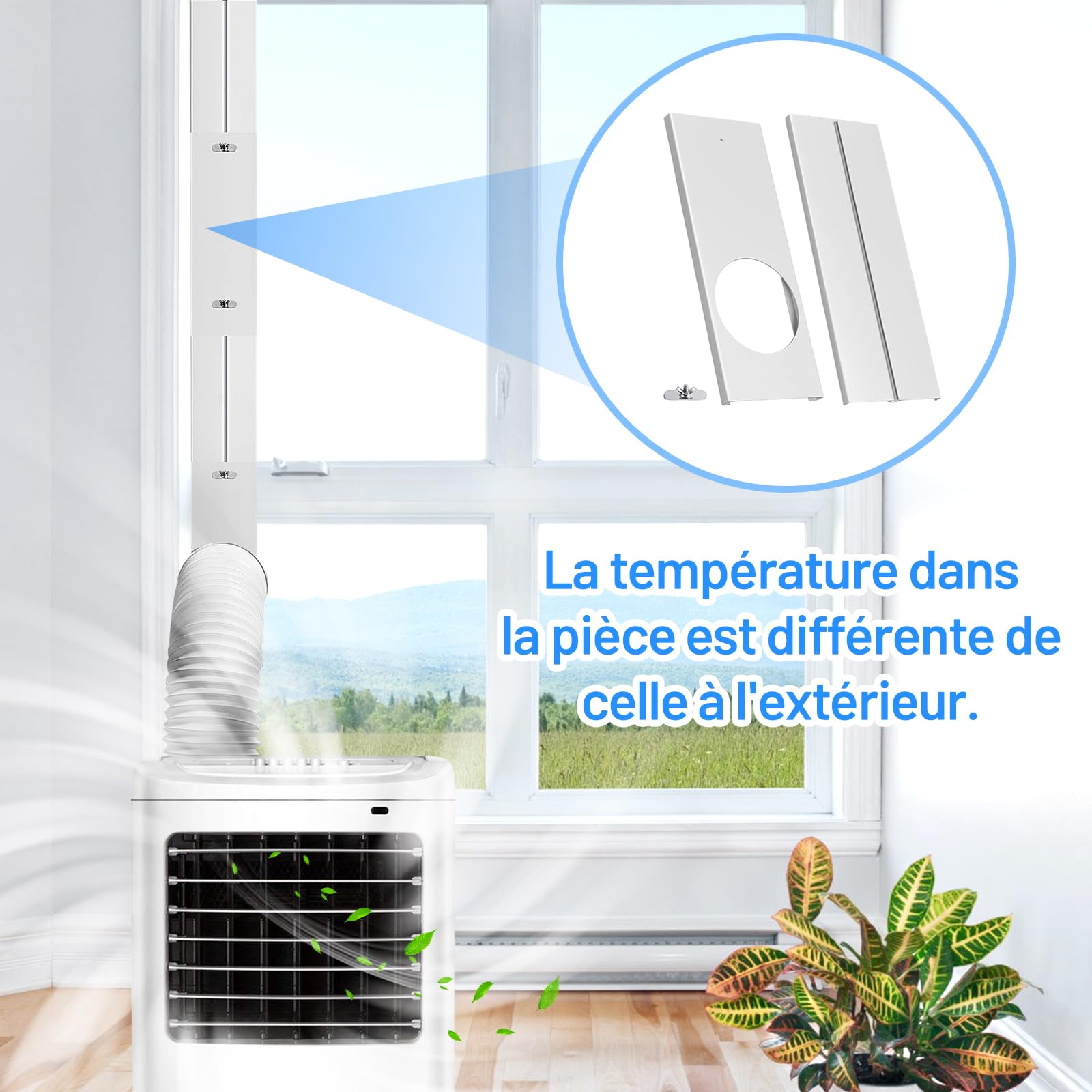 Sharplace Kit de Joint de Fenêtre pour Climatiseur Portable, Kit de Fenêtre Climatiseur Mobile, Kit de Glissière de Fenêtre Réglable, Pratique, Robuste, Réglable, Léger pour Conduits