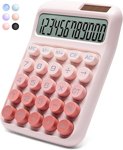 Miniatura 10 de Calculadora de escritorio, 12 dígitos, pantalla LCD grande, botones grandes, calculadoras de escritorio solares y de batería de doble potencia, Azul