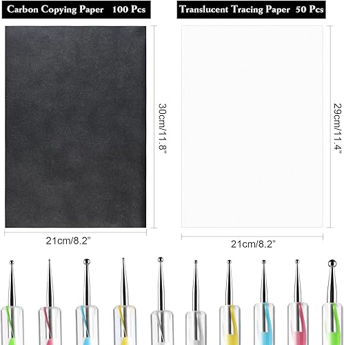 Miniatura 2 de ASTARON 150 hojas de papel de copia de carbono negro y papel de calco con 5 lápices de grabado en relieve, papel de transferencia de carbono para