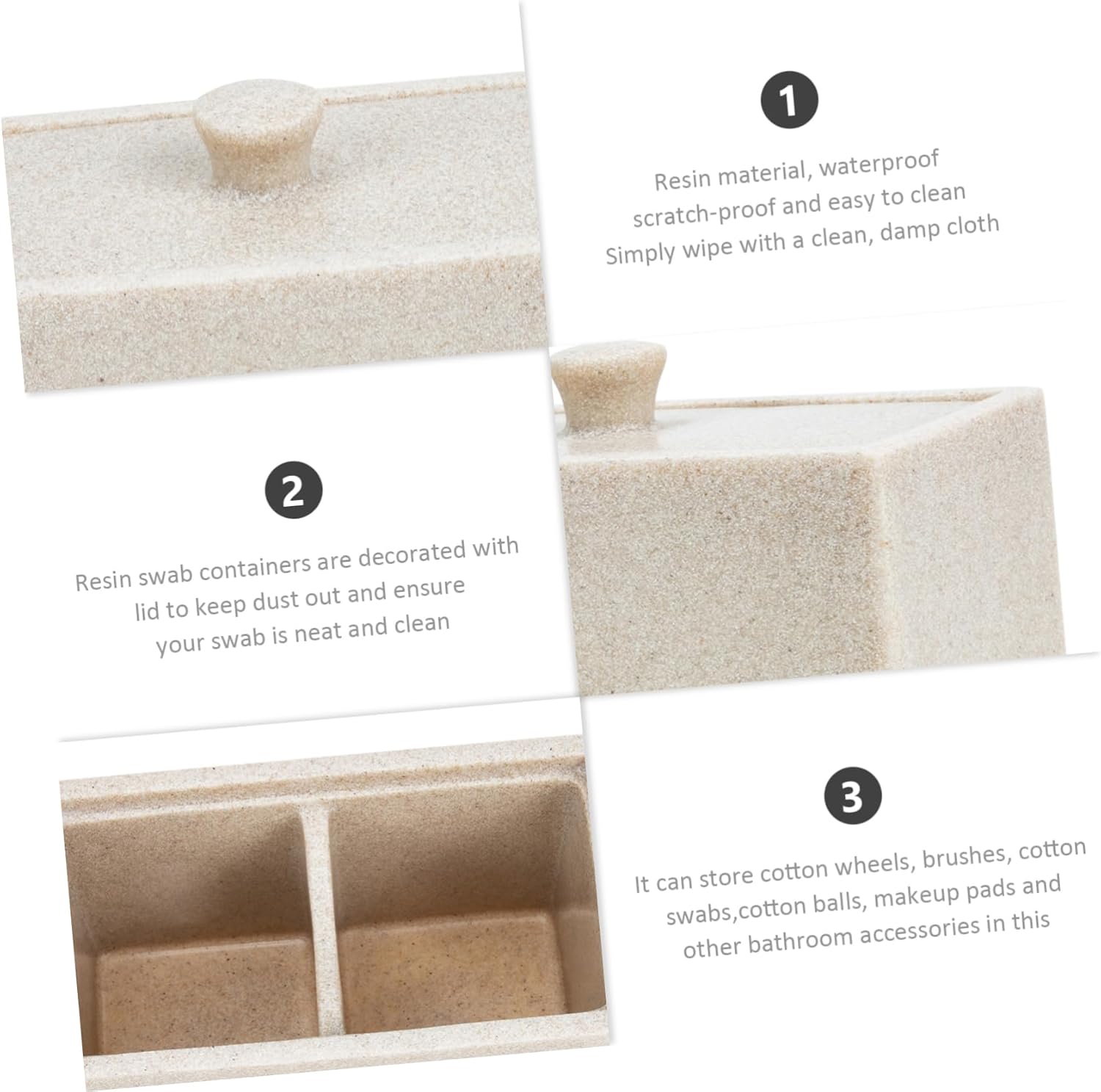 Compartment Cotton Pad Box Lids Makeup Organizer for Cotton Swabs Storage Container for Bedroom Kitchen