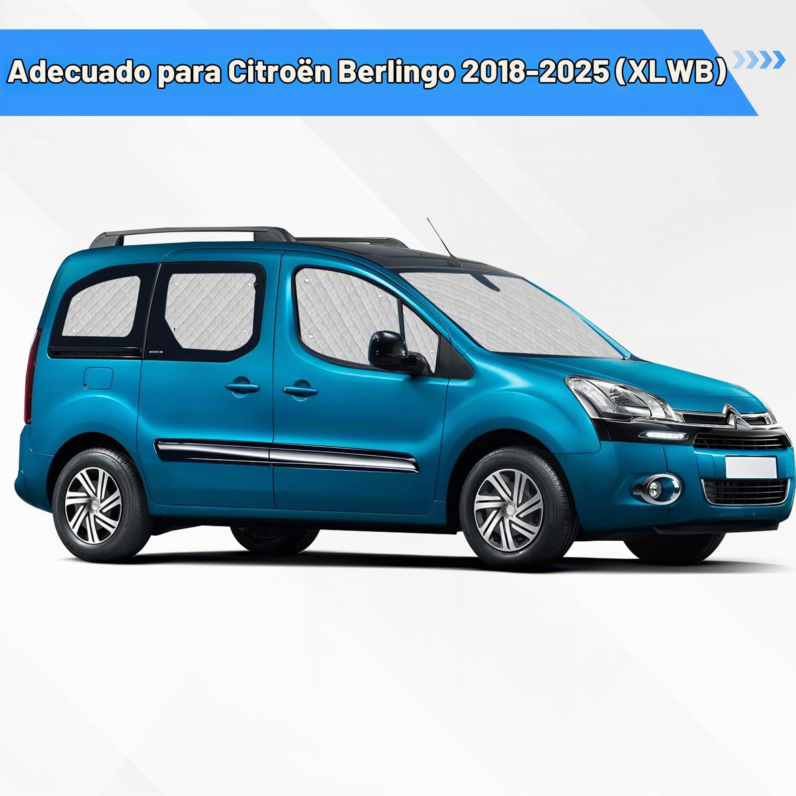 Parasol para Parabrisas Compatibles con Citroen Berlingo Peugeot Partner Rifter XLWB 2018-2025, 10 Piezas Juego de Protector de Parabrisas Ventana de Persiana Térmica Interior | Juego de 10 alfombrillas térmicas internas para protección UV