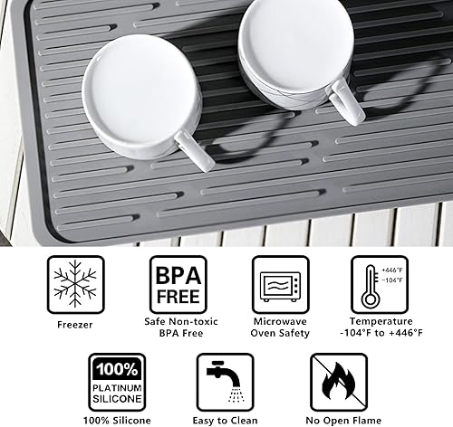 Miniatura 3 de Tapete de silicona para secar platos, funciona para secar copas de cóctel, ollas, sartenes, cuchillos y escurridor para cocina, encimera, fregadero,