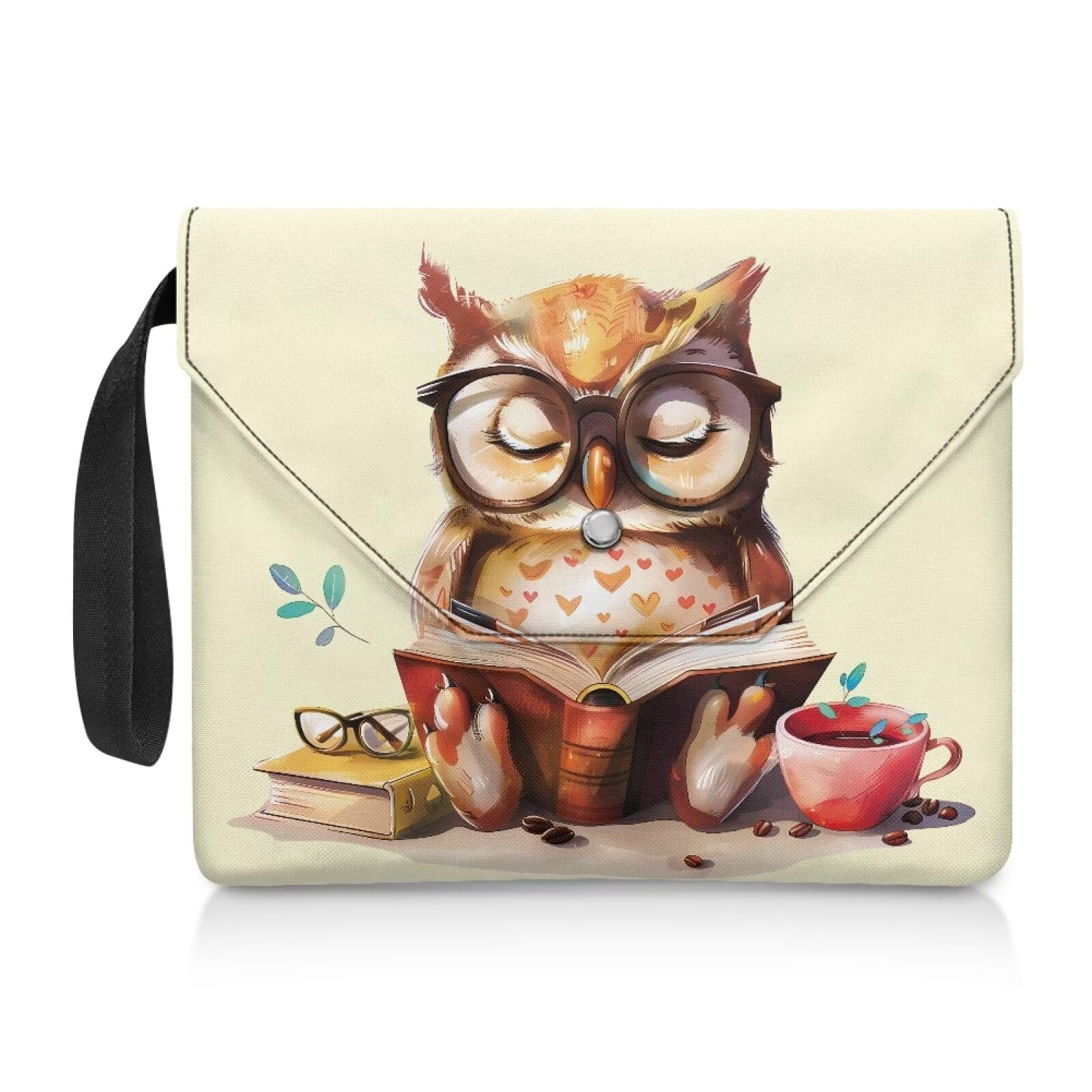 COEQINE Book Sleeve Large Cute Animal Owl Print Book Cover Book Protector Cover 9 x11 Travel Cute Animal Book Sleeves with Zipper
