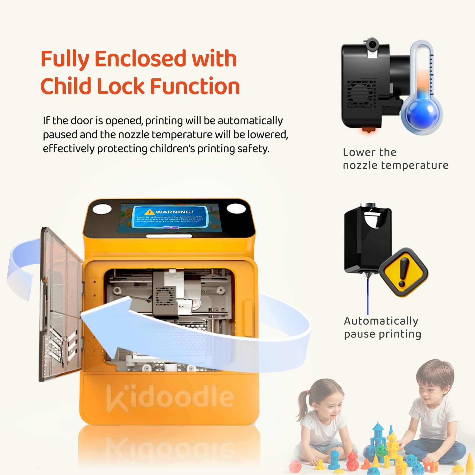 Kidoodle 3D Drucker Kinder - Mini 3D Drucker, Safe for Children STEM Learning Mate, Wi-Fi & App Control, Weekly Update Toy Library, Touch Screen, Toy 3D Printer, Easy Setting/One Click to Print