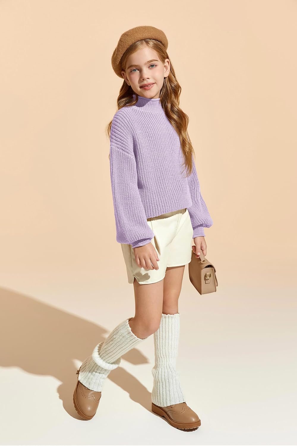 rrhss Girls Mock Neck Loose Knit Sweaters Kids Long Sleeve Slouchy Warm Cute Fashion Pullover Tops 5-14 Years - Image 6