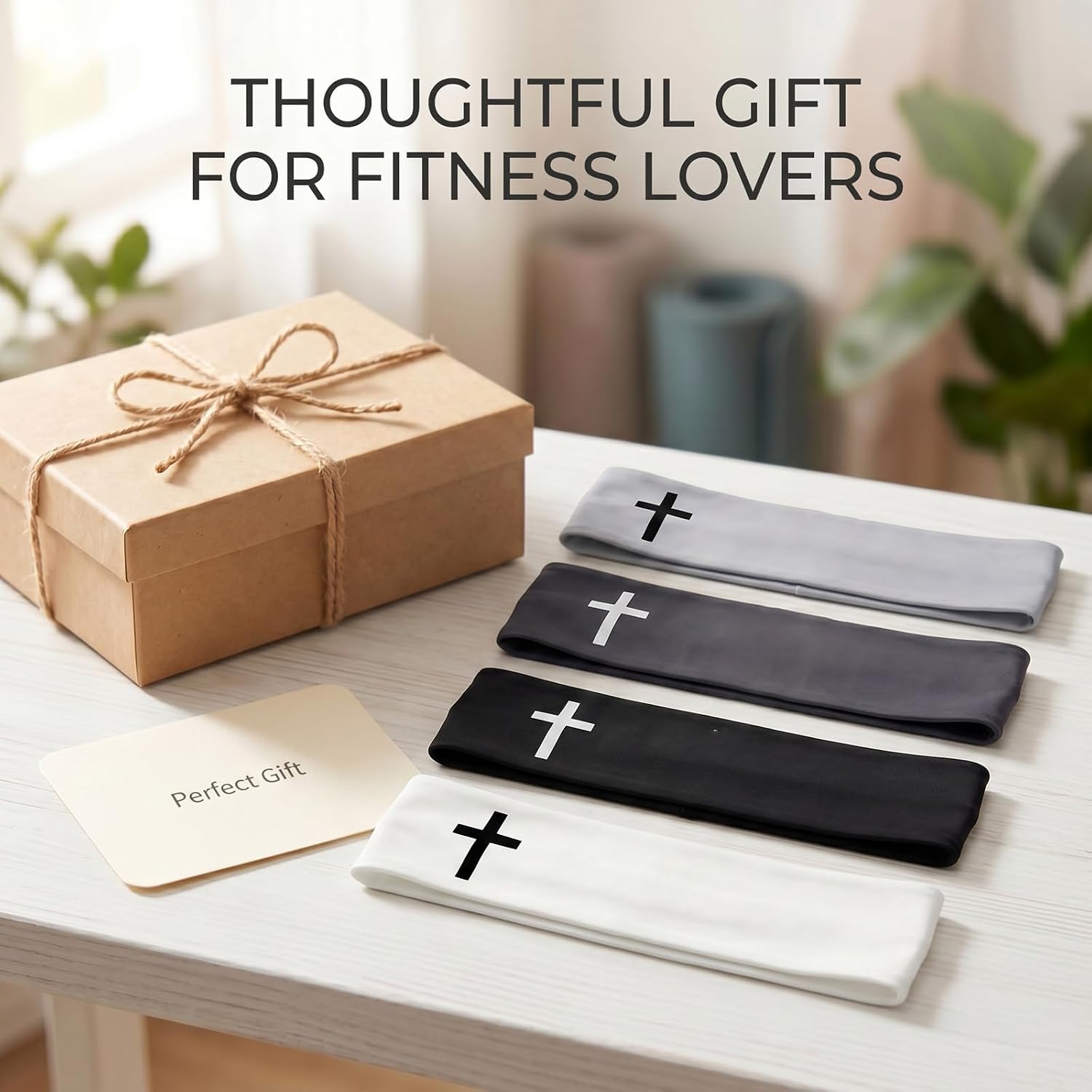 4 PCS Christian Headbands for Men Women Jesus Faith Cross Athletic Sweatbands Moisture Wicking Twist Knotted Criss Cross Hair Bands