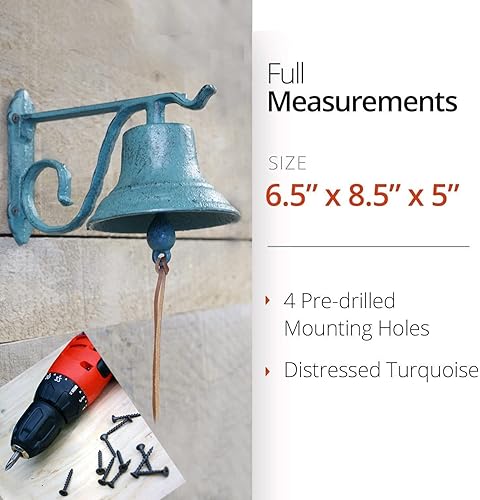 Miniatura 2 de NACH JS-90-091AT - Timbre rústico de hierro fundido, campanas de puerta pequeñas para hogares, campanas de cena, campana de puerta de cocina,