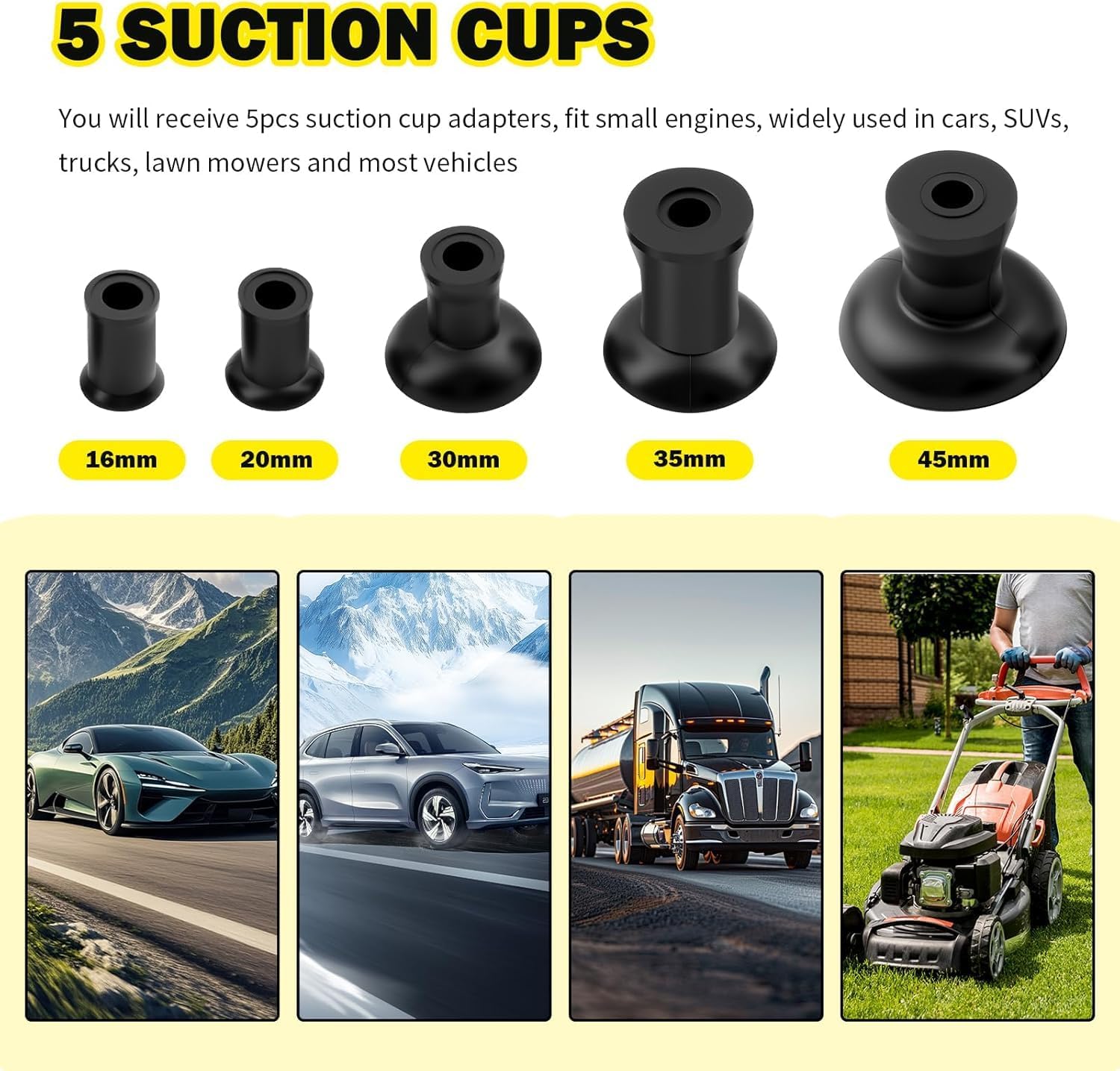 Valve Lapping Tool Kit with 5 Suction Plates, 1000-1250rpm, Grinding Compound Attachment, for Motorcycles