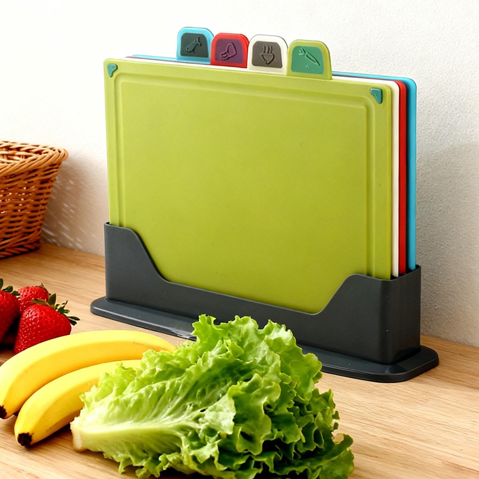 Set Tablas De Cortar 4 Piezas Bandeja Organizadora Antideslizante Para | Tabla De Cortar Resistente Para Verduras Queso Pan Pastelería Sushi Carne Hogar Viaje Cocina Aire Libre Camping